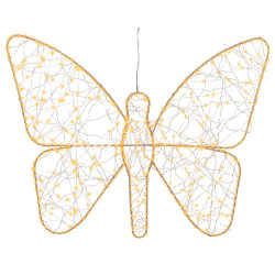Luz led decorativa mariposa de metal 436 led, exterior, microled, dorada 43 x 58 cm