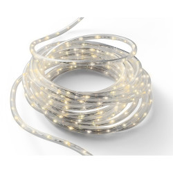 Cordón de luces led blanco cálido, uso exterior, 567 leds, 8 funciones, alambre plateado, 9 m