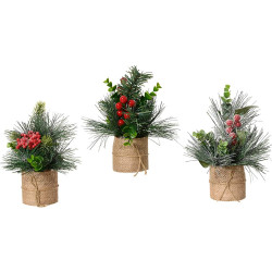 Plantas decoración pequeñas navidad uso interior 20 x 15 cm, 3 piezas