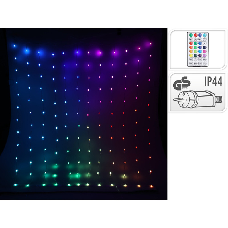 Cortina de 400 led rgb con perlas transparente