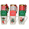 Taza de navidad con galletas y mezcla de chocolate caliente. 3 modelos variados