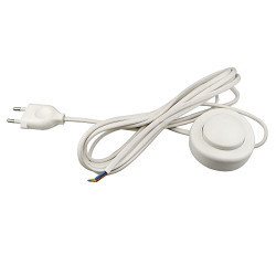 Interruptor eléctrico de pié con cable, 2,5 a 250 v, 3 m, blanco