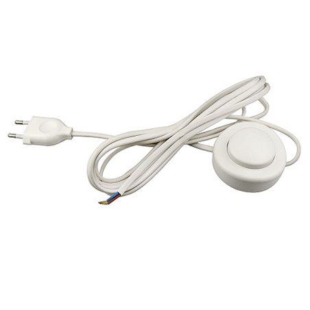 Interruptor eléctrico de pié con cable, 2,5 a 250 v, 3 m, blanco
