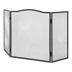 Pantalla chimenea plegable, color negro, 101 x 61 cm