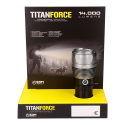 Linterna led táctica titanforce recargable 14.000 lm 6500 k 150 w ip44 + cordón