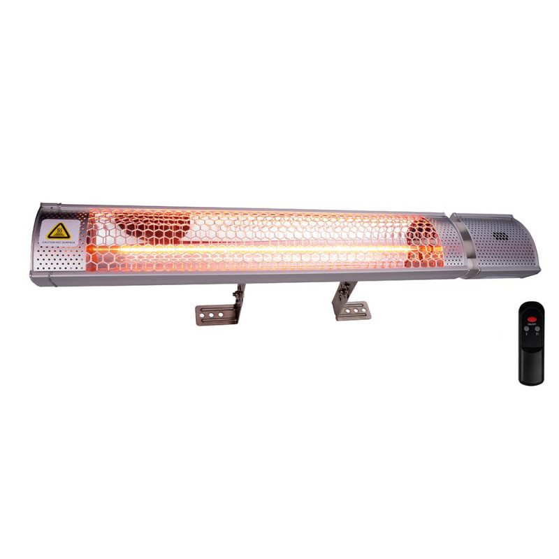 Estufa de cuarzo de pared para exteriores con control remoto, 2000 w 67,5 x 10,5 x 7,5 cm