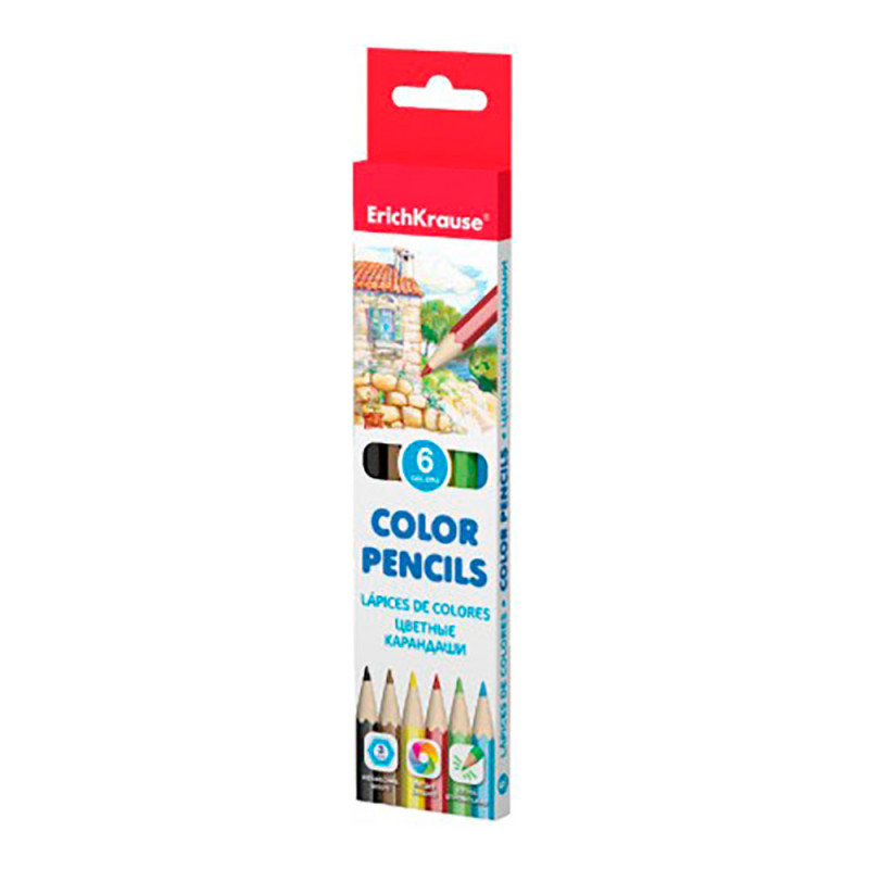 Lápices de colores hexagonal caja de 6 uds