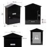 Buzón individual exterior, mediano, visit, acero, negro, 30 x 11 x 36 cm