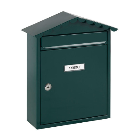 Buzón individual exterior, mediano, visit, acero, verde, 30 x 11 x 36 cm