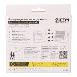 Foco proyector solar auto basculante 7 w 700 lm, 6500 k, con sensor movimiento, negro