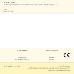 Bombilla led st64 decorativa edison e27 4 w 200 lm 1800 k luz cálida ø64 x 142 mm