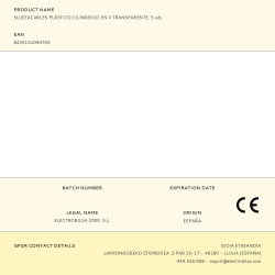 Sujetacables de plástico, cilíndrico en v, transparente, 5 uds