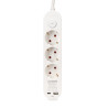 Prolongador con 3 tomas 2p+t schuko, con interruptor, 2 usb a + c, 16 a 250 v, cable h05vv-f, 3g1,5mm² de 1,5 m, blanco