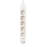 Prolongador con 5 tomas 2p+t schuko, con interruptor, 2 usb a + c, 16 a 250 v, cable h05vv-f, 3g1,5mm² de 1,5 m, blanco