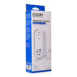 Prolongador con 1 toma 2p+t schuko, 4 usb (3 x a + 1 x c), 16 a 250 v, cable h05vv-f, 3g1,5mm² de 1,5 m, blanco