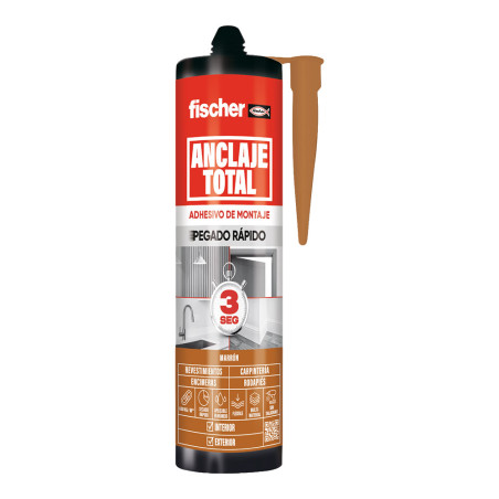 Anclaje total, pegado rápido 3 segundos, para interior/ exterior, marrón, 290 ml