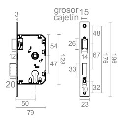 Cerradura embutir c/c cre04 50/47 mm níquel satinado