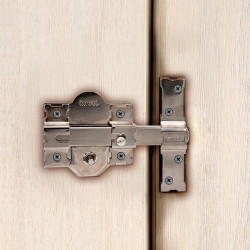 Cerrojo, seguridad, sobreponer, modelo crr08, de acero con acabado níquel, 86b/70 mm, con 3 llaves serrata