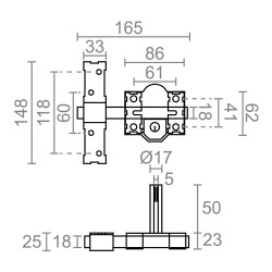 Cerrojo sobreponer crr09 86l/50 mm pintado gris