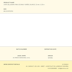 Cinta selladora para cocinas y baños, blanco, 22 mm x 3,35 m