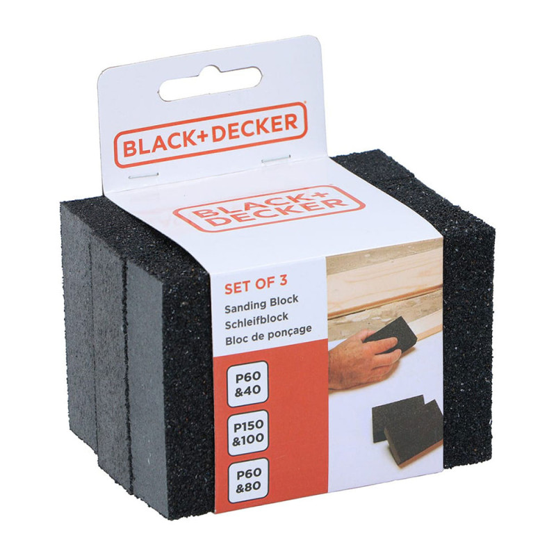 Bloque de lijado 10 x 7,5 x 2,5 cm, set 3 uds