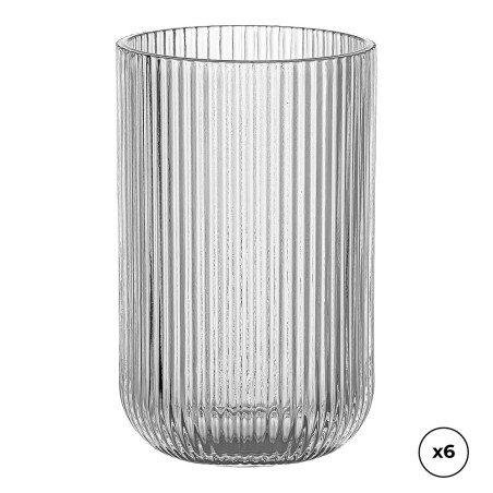 Vaso de cristal con rayas en relieve 430 ml, 6 uds