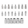 Llave de carraca mini, puntas y vasos de ¼ pulg, juego 24 piezas
