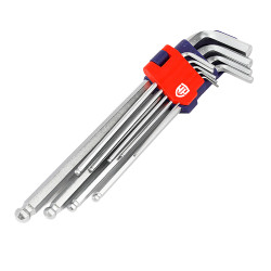 Llaves allen cr- v de brazo corto, estuche 18 piezas, (métrico-sae)