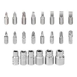 Llave de carraca mini y puntas ¼ pulg, juego 32 piezas