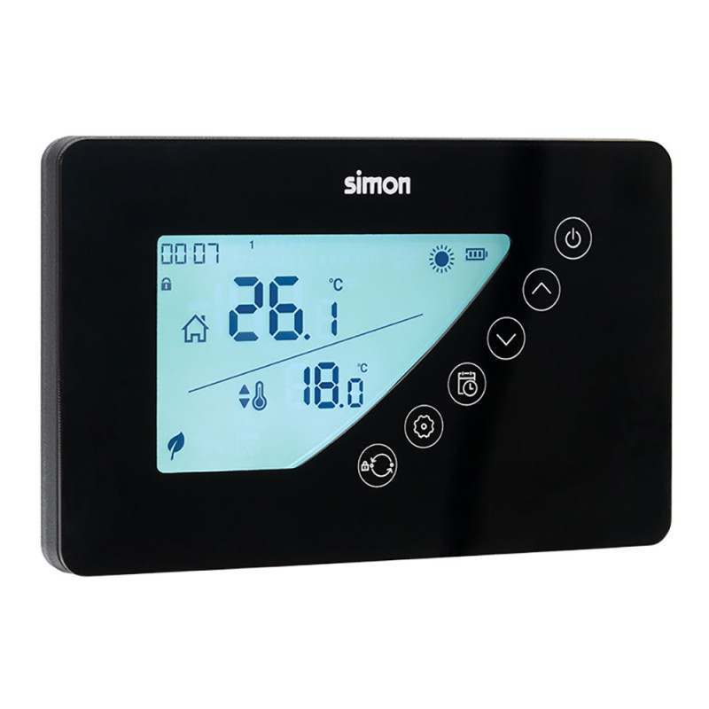 Termostato digital con programación semanal, negro