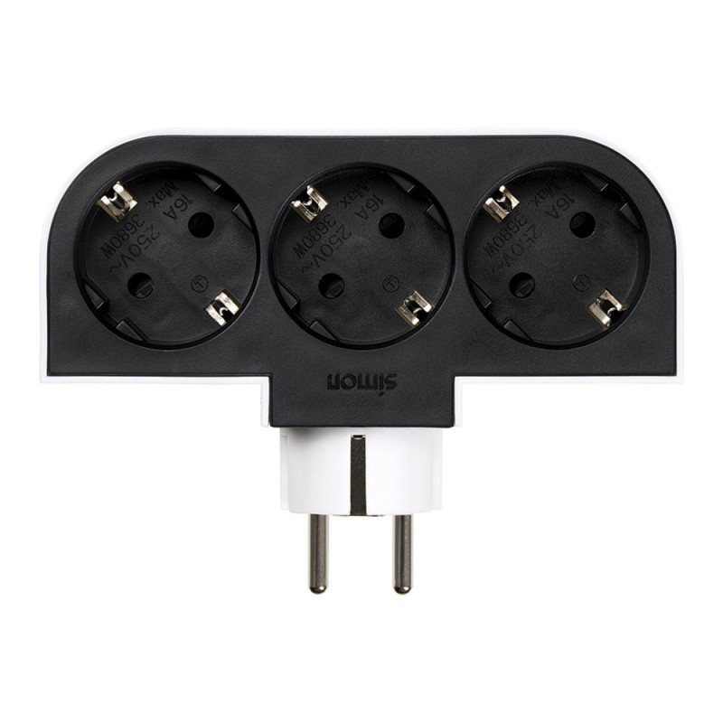 Adaptador giratorio schuko 3 tomas 16a 250 v~