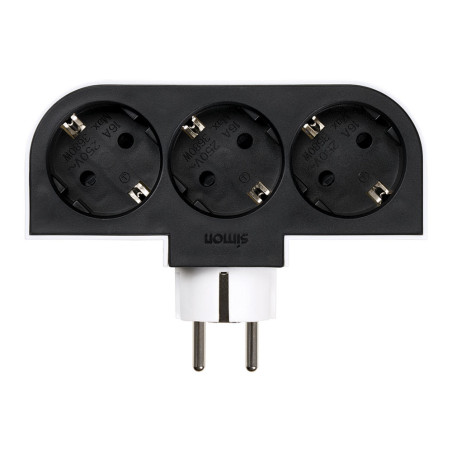 Adaptador giratorio schuko 3 tomas 16a 250 v~