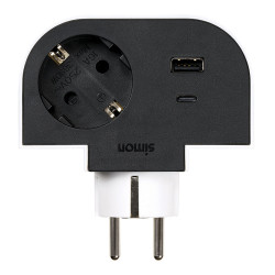 Adaptador giratorio schuko 1 toma + usb a+c 30 w 16 a 250 v~