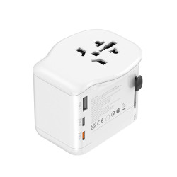 Adaptador viaje universal + 3 usb (1a+2c) 65 w