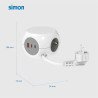 Base múltiple combiball con 3 tomas schuko 16 a + 1 usb a + 2 usb c, 30 w, blanca