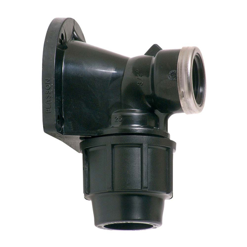 Codo mixto 90° rosca hembra, mural 25 mm x ¾ pulg