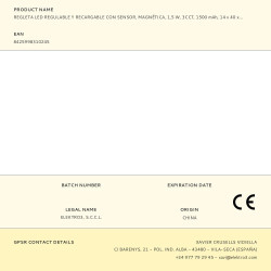 Regleta led regulable y recargable con sensor, magnética, 1,5 w, 3cct, 1500 mah, 14 x 40 x 306 mm