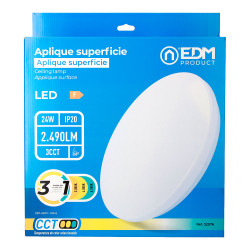 Aplique led circular de superficie 24w 3cct 2490 lm ø38 x 6,6 cm
