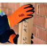 Guante poliéster con palma látex rugoso, keep safe, naranja y negro, t-9 l