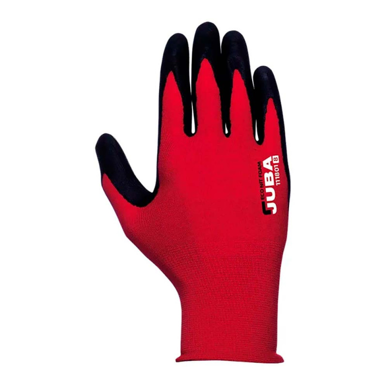 Guante nailon / licra con palma nitrilo microfoam, econit foam, rojo y negro, t-7 s