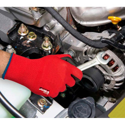 Guante nailon / licra con palma nitrilo microfoam, econit foam, rojo y negro, t-9 l