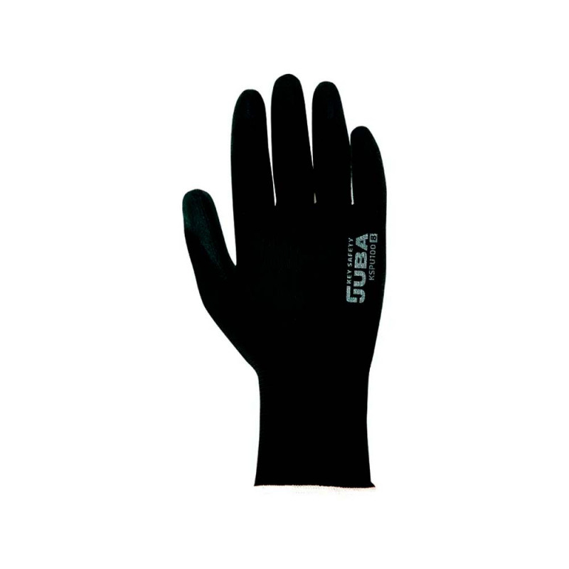 Guante poliéster con palma poliuretano, keep safe, negro, t-9 l