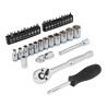 Llave de carraca, ¼ pulg, juego 37 piezas