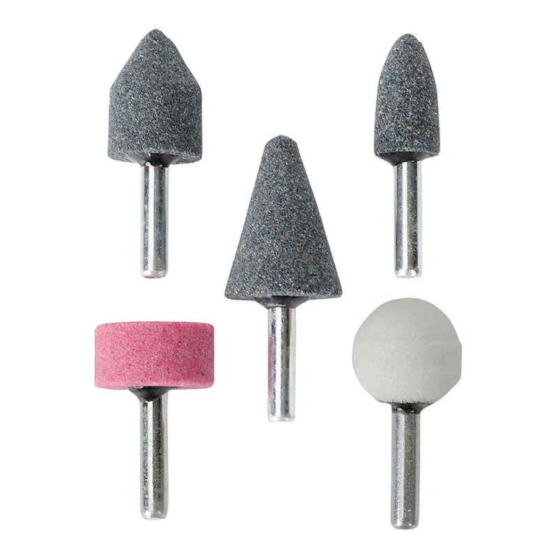 Cabezales de muela mini, vástago ø6 mm, juego 5 piezas