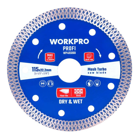 Disco de corte profi diamantado, malla, turbo ultrafino corte profesional ø115 x 22,2 mm