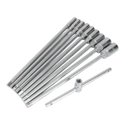 Llave t con vasos intercambiables, 8-19 mm, juego 10 piezas