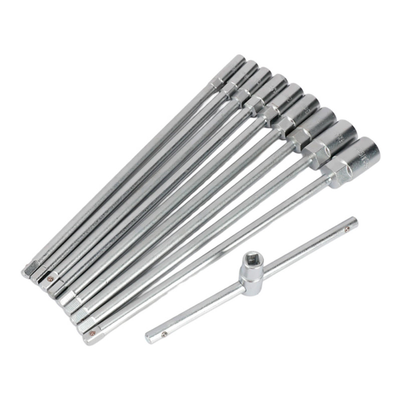 Llave t con vasos intercambiables, 8-19 mm, juego 10 piezas