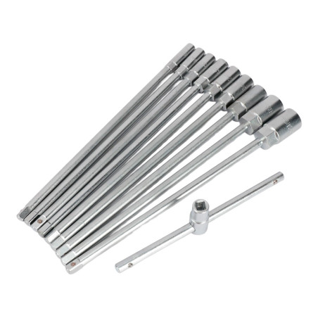 Llave t con vasos intercambiables, 8-19 mm, juego 10 piezas