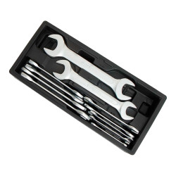 Llave fija doble abierta, juego 11 piezas, serie modular