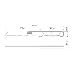 Cuchillo polywood castaño para pan 17,7 cm